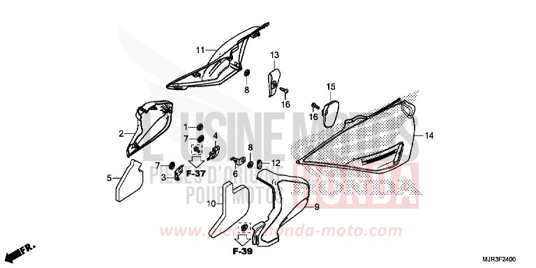 COUVERCLE LATERAL de F6C "Valkyrie" GRAPHITE BLACK (NHB01) de 2015